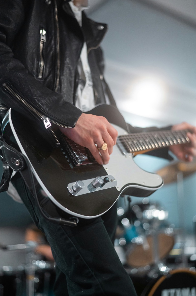 Stratocaster-style guitar with Marshall amp — the kind of beginner setup that could get more expensive if Fender controls the S-style market